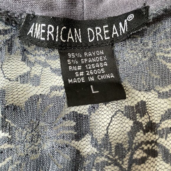 American Dream Women's Blue Rayon Floral Sheer Back Open Cardigan Sweater Size L - Picture 3 of 7